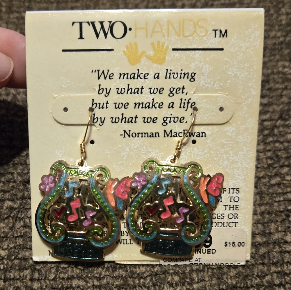 Harps with Butterfly & Music Notes Earrings